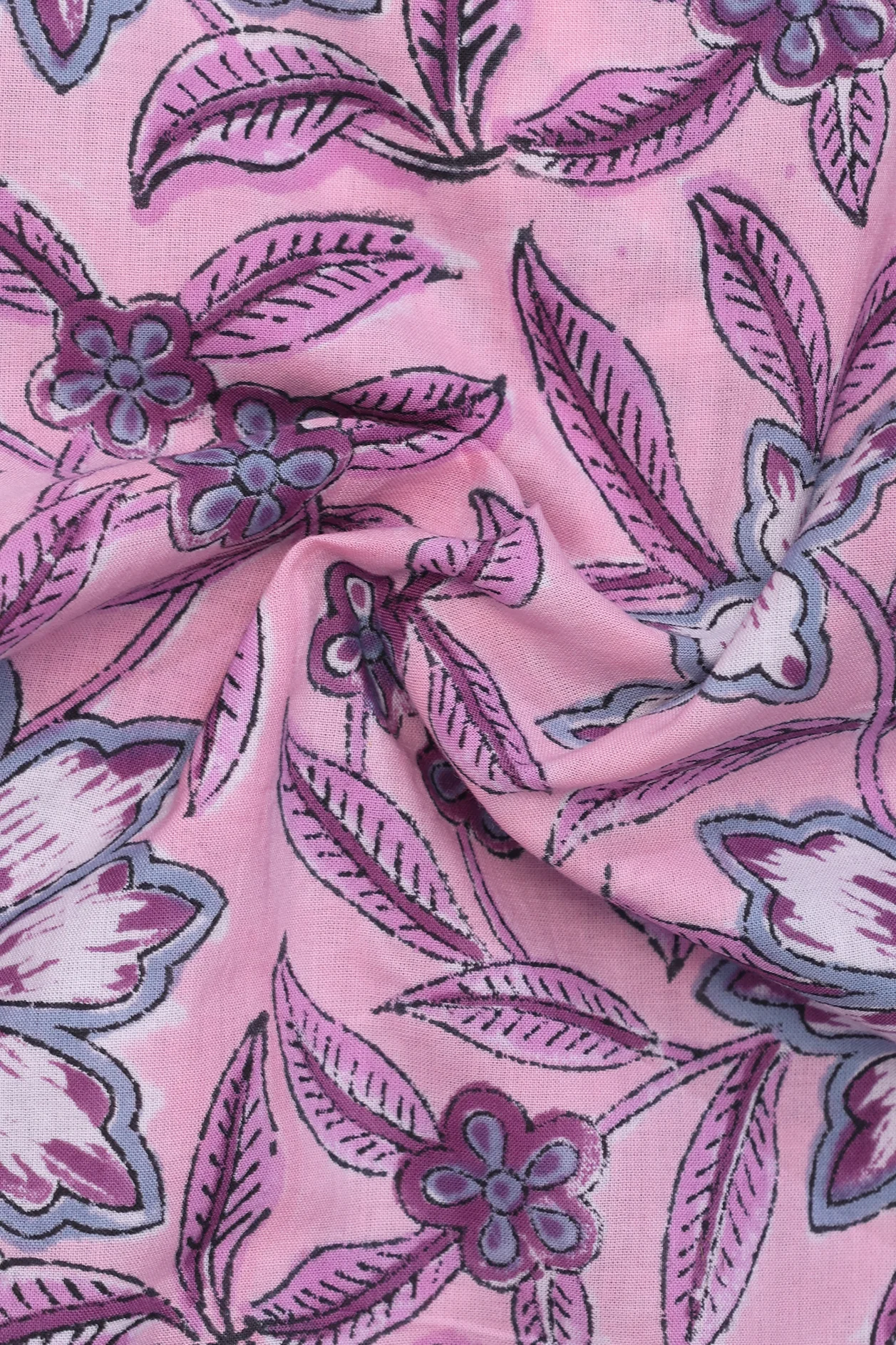 Chinese Neck Floral Printed Pink Cotton Long Kurta - Image 3