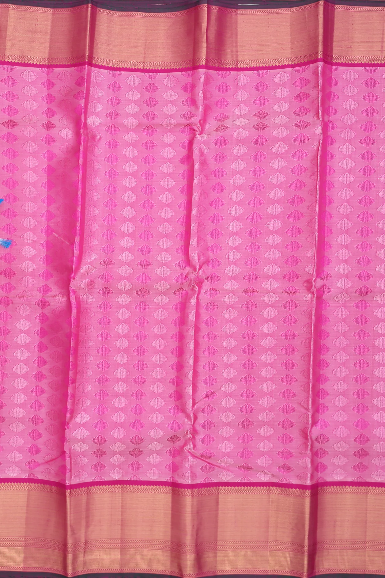 Kanchipuram Silk Saree In Pink With Jacquard Pattern - Image 3