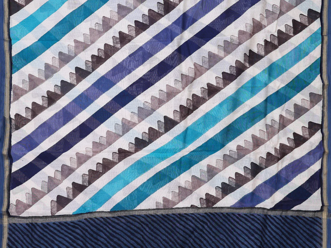 Stripes Design Navy Blue Silk Cotton Salwar Material - Image 4